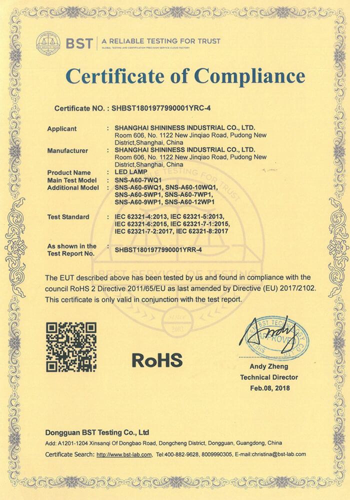 RoHS Certification for LED Bulbs